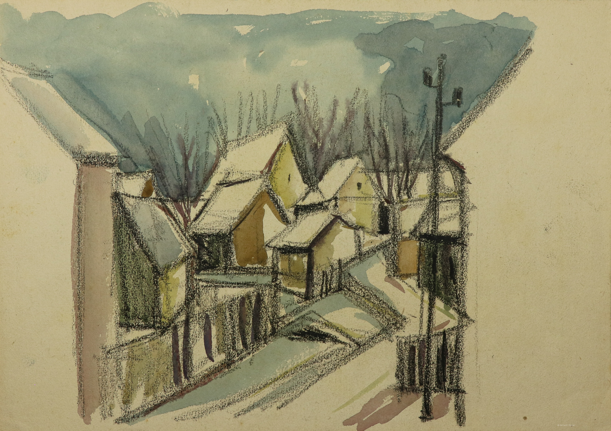 Dorfstraße im Winter